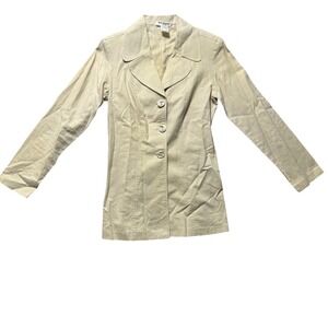 Wrapper Vintage Beige Linen Blend 3-Button Blazer Jacket Small Made in USA